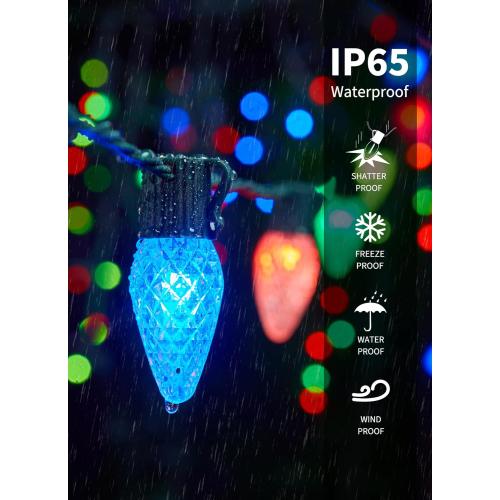 Brightown Smart C9 Christmas Lights Outdoor, 100 LED Christmas Color Changing Fairy Lights App Control, Music Sync, RGB, Shatterproof Connectable C9 String Lights for Tree House Indoor Xmas Decor