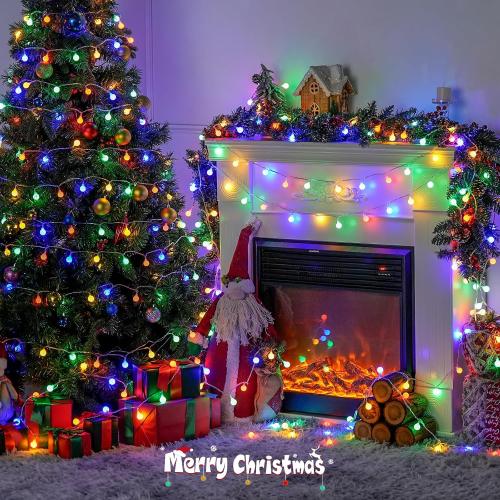 100 LED Christmas Lights Outdoor Waterproof, 43ft Globe Fairy Lights Plug in Indoor with Remote, Multicolor String Light for Patio Garden Christmas Decor
