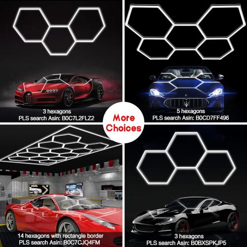 MODERN Hexagon Garage Light: Higher Brightness 720W 86400 Lumens Hexagon Led Garage Light with Rectangle Frame 6500K for Garage, Basement, Warehouse, Auto Beauty Shop, Car Detailing Shop etc. …