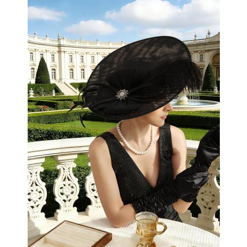 Unpifolov Fascinators Hats Elegant Women Flower Mesh Feathers Wedding Cocktail Bride Headband for Derby Hat Tea Party