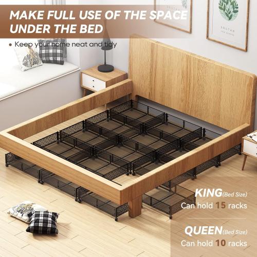 PHINOX Under Bed Stroage Container with wheels,Patterned,Metal,2 Pack,Black