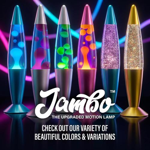JAMBO 16 Beautiful Lamp- Purple with Pink Wax, Relaxing Liquid Light, Night Light Nightlight, Home Decor Living Room Office Bedroom Lamp for Adults Teens Kids, Magma Motion