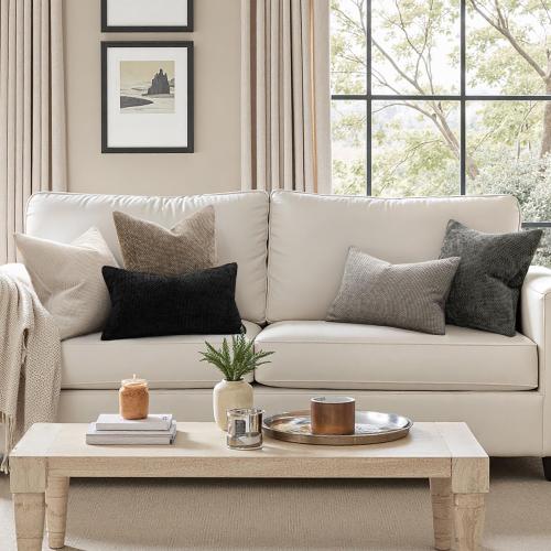 MIULEE Pack of 2 Couch Throw Pillow Covers 16x16 Inch Neutral Beige Modern Boho Accent Decorative Pillow Covers Soft Chenille Farmhouse Cushion Covers for Home Decor Bed Sofa Living Room