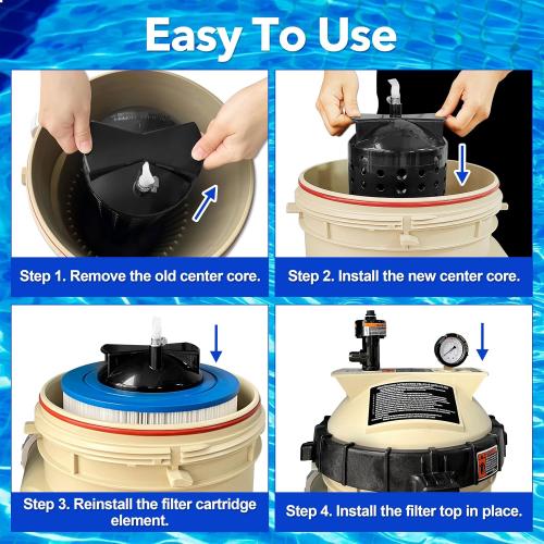 59053700 Center Core Replacement for Clean & Clear RP Filter CCRP 100sq.ft | Replacement for CCRP100 EC-160354 Spa Cartridge Filter, Consists of Center core base, Top lid and Center core part, Plastic