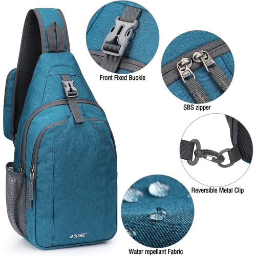 G4Free Sling Bag RFID Blocking Sling Backpack Crossbody Chest Bag Daypack for Hiking Travel(Teal Blue)