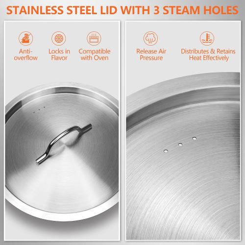 Size 35 Quart Stainless Steel Cooking Pot - Stock Pot with Lid - Large Soup Pot for Cooking, Stew, Pozole, Pasta - Induction Compatible - Ideal for Home & Commercial Use