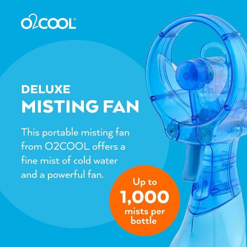 O2COOL Deluxe Handheld Battery Powered Water Misting Fan (Light Blue)