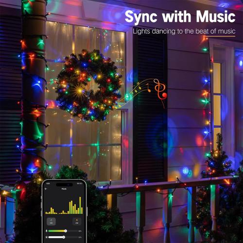 BrizLabs Smart Christmas String Lights, 115ft 300 LED Cool White & Multicolor Color Changing Christmas Lights with App & Voice Control, Dimmable Music Sync Xmas Tree Light for Indoor Outdoor Decor