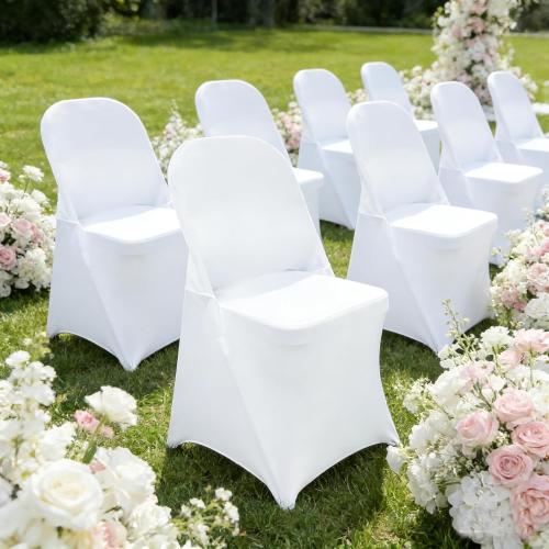 10PCS Stretch Spandex Folding Waterproof Chair Covers,Universal Fitted Chair Cover Protector for Wedding Party Banquet Holidays Celebration Decoration(White)