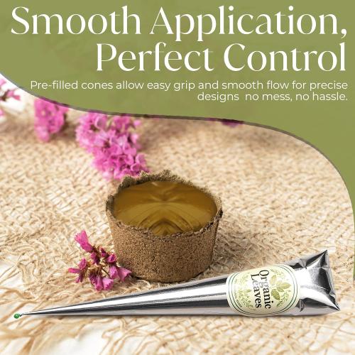 Henna Cones 3 × 30 g Pack | Made from 100% Natural Henna Leaves | Ready-to-Use, Pre-Filled Cones | 5-Stage Filtered for Rich, Long-Lasting Color | Chemical-Free & Premium Quality