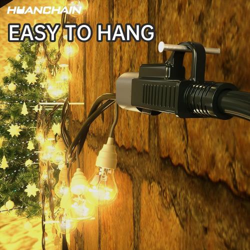 HUANCHAIN Indoor Outdoor Black Extension Cord 50 FT Waterproof 16/3 Gauge | 16 AWG 50 Foot 3 Prong Extension Cord with Hook, Appliance Extension Cord Waterproof with Strap, 13A 1625W SJTW, ETL Listed