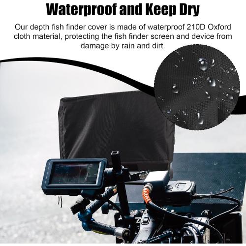 Fish Finder Cover for Lowrance Humminbird 12-Inch Fishfinder, Waterproof 210D Oxford Fabric Depth Protector Cover Accessories with Silver Coating & Drawstring to Protect Screen and Device