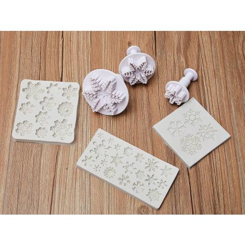 Patelai 6 Pcs 3D Snowflake Silicone Mold Christmas Snowflake Fondant Mold