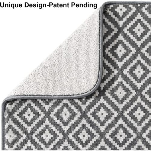 Dish Drying Mat for Kitchen 2 Pack, Ultra Absorbent Microfiber Dishes Drainer Mats by Subekyu,19.2 by 15.8 Inch(Rhombus)