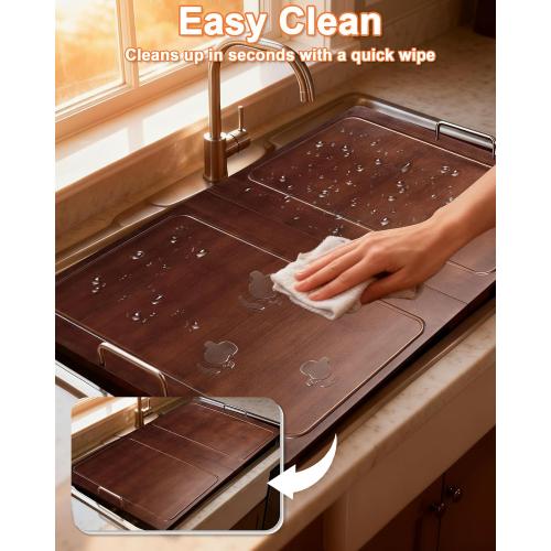 UTCG Noodle Board Stove Cover: 29.5×22 Inch Foldable Bamboo Stove Top Cover with Handles for Gas & Electric Stoves - Expand Counter Space - Serving Tray & Sink Cover for Kitchen Decorative