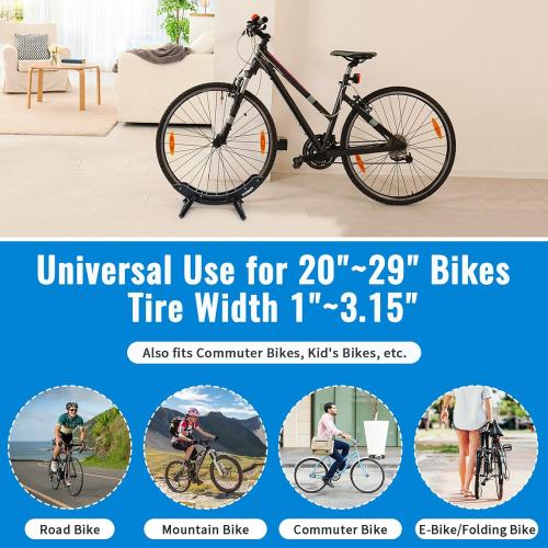 WILDKEN Bike Stand, Bike Stand Floor for Home/Garage Adjustable Bicycle Stand Bike Parking Rack Fit Road, Mountain, MTB, BMX, E-bike, Scooter, Fat Tire Bikes (Black)