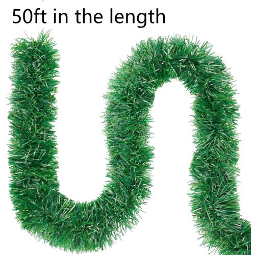 50ft Christmas Garland,Greenery Artificial Pine Garland Twisted Hanging Garland Holiday Decor for Stairs Mantle Fireplace Home Party Holiday Christmas Decoration Indoor Outdoor Decor