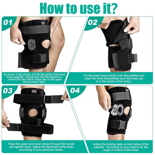 Hinged Knee Brace, Knee Immobilizer with Locking Dials & Side Stabilizers, Medical ROM Knee Brace for Knee Pain, Arthritis, ACL, PCL, MCL,Meniscus Tear, Injuries/Post OP, Prevent Hyperextension