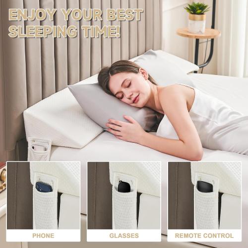IFNOW Queen Size(60x6x10) Bed Wedge Pillow for Headboard, Mattress Gap Filler(0-8), Bed Wedge for Gap Between Your Headboard and Mattress White