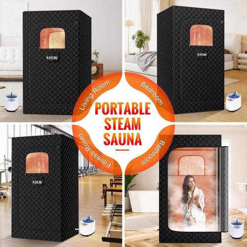 Portable Sauna for Home，Relaxation, Steam Sauna for Home with Steamer, Remote Control, Folding Chair, 9 Levels