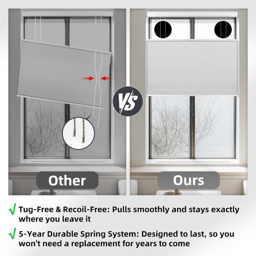 BERISSA Top Down Bottom Up Cordless Cellular Shades No Tools No Drill Honeycomb Blinds for Windows Shades for Indoor Windows Easy to Install,30 W x 72 H Blackout White,Fast Arrival