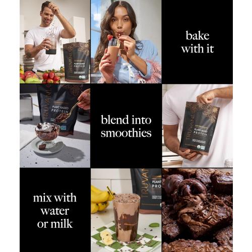 Truvani Vegan Pea Protein Powder | Chocolate | 20g Organic Plant Based Protein | 1 Serving | Keto | Gluten & Dairy Free | Low Carb | No Added Sugar