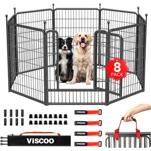 Dog Playpen Outdoor, 8 Panels 40 High Heavy Duty Metal Dog Pen, Pet Fence for Large/Medium/Small Dogs, with Doors Foldable Metal Dog playpen Exercise Pen for RV, Camping, Yard