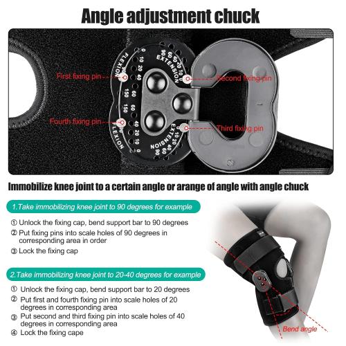 Hinged Knee Brace, Knee Immobilizer with Locking Dials & Side Stabilizers, Medical ROM Knee Brace for Knee Pain, Arthritis, ACL, PCL, MCL,Meniscus Tear, Injuries/Post OP, Prevent Hyperextension