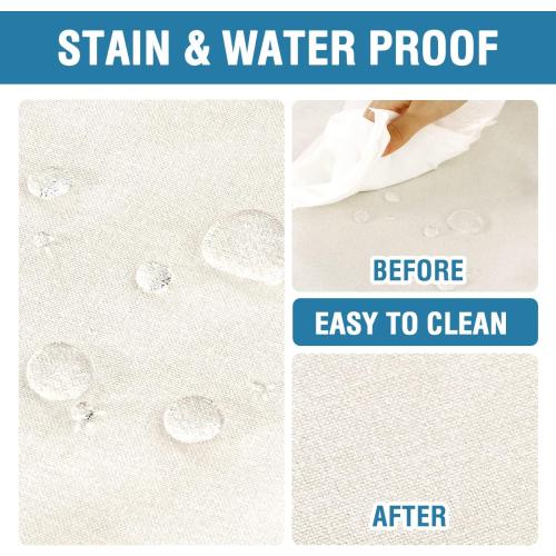 H.VERSAILTEX Linen Textured Tablecloth 60 x 102 Waterproof Decorative Table Cloth Spill-Proof Linen Look Cover for Party Table Extra Soft and Thick Fabric Wrinkle Free, Heather Ivory