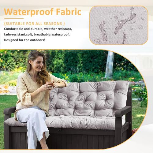 Swing Replacement Cushions for Outdoor: 2-3 Seater Waterproof Porch Bench Cushion with Backrest and Ties - 4 Thick Swing Cushion for Garden Patio Backyard Loveseat