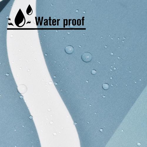 No Hook Aegean Blue Shower Curtain with Snap in Fabric Liner Set - Hotel Style with See Through Mesh Top Window, Modern Geometric Waterdrop Design,Waterproof and Washable, 71x74 INCH