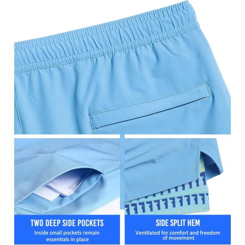 Size M/L Blue maamgic Mens 5 Gym Running Shorts for Men 2 in 1 Quick Dry Workout Athletic Shorts