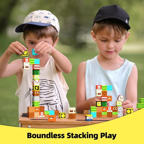 1 Multi GobiDex Magnetic Blocks Kids Building Toys for Boys Girls 3 , Game-Based Build MagWonder with Magnet Construction Toys, Upgraded STEM Sensory Gift for Birthday (1 inch)