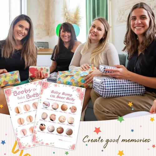 Baby Shower Games for Girl-2 Games(50 of Each),Double-Sided,Thick Cardboard,Fun,Hilarious,and Easy to Play,Baby Shower Games 50 Guest,with Answer Keys