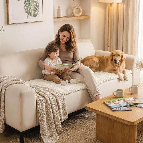 Smiry Couch Cover for Dogs, Non Slip Fuzzy Pet Sofa Covers Washable | Sofa Slipcovers for 2-3 Cushion Couch, Soft Thick Furniture Protector for Cats Dogs, Against Fur, Dirt, Scratch (27.6x59)