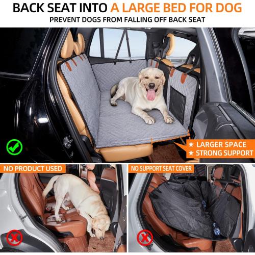YJGF Back Seat Extender - Dog Car Seat Cover, Hammock for Dogs, Grey