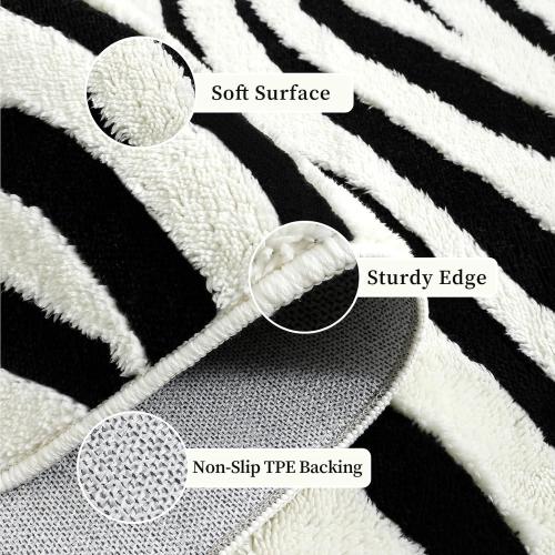 YIHOUSE 8x10Ft Area Rugs for Living Room: Modern Washable Rug - Abstract Black and Cream White Rug for Bedroom Dining Room Office Playroom Nursery Home Decor - Nonslip Non-Shedding Striped Rugs