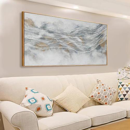Abstract Wall Art Framed Home Artwork Decor Simple Modern Art Pieces With Gold And Gray Textures Modern Minimalist Canvas Painting Living Room Decor For Bedroom Office Wall Decor 24X 48