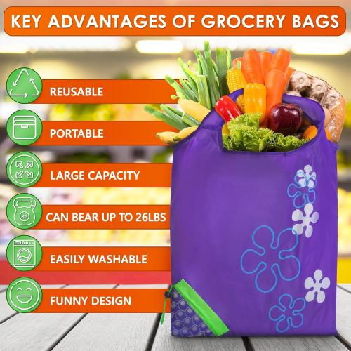 5 PCs Fruit Micro Tote Bag – Reusable Grocery Bags Foldable with 15x15 Capacity Size, Washable Build for Wear Resistance and Long Service Life – Handy Choice for Market Trips and Daily Carrying