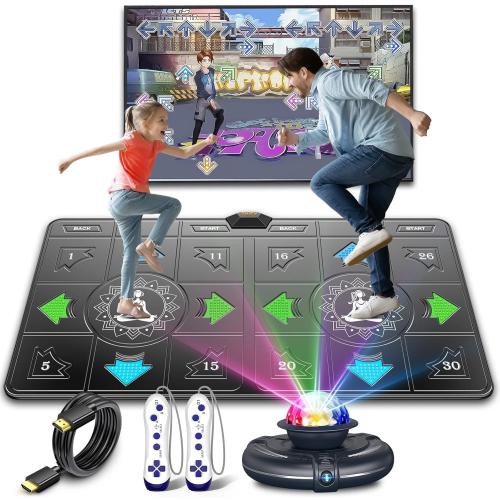 FWFX Exercise Mat for Home Workouts - Interactive Dance Game Mat Connects to TV, 2-Player Kids Party Interactive Games, Active Sports & Yoga Mat for Adults & Family Fitness, Fun Gift (Gray)