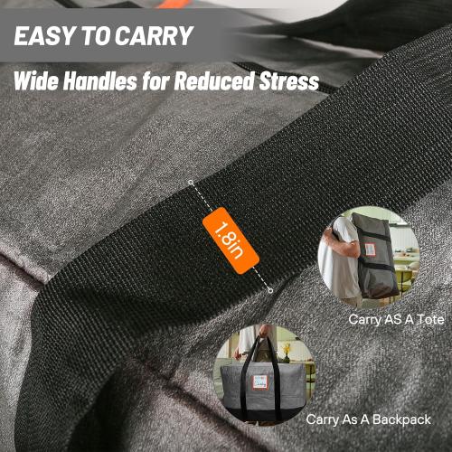 4 Pack Moving Bags Heavy Duty, 115lb Capacity Storage Bags for Clothes, Large Packing Tote with Strong Handles, Internal Compression Straps, Alternative to Moving Boxes -103L,Grey and Black