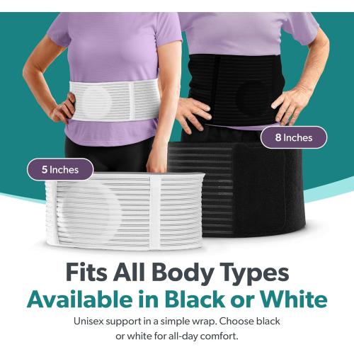 BraceAbility Umbilical Hernia Belt - Abdominal Binder Truss with Compression Pad for Belly Button, Navel, Ventral, Epigastric, Hiatal Hernia Relief, Support Brace for Men or Women (S/M 5 White)