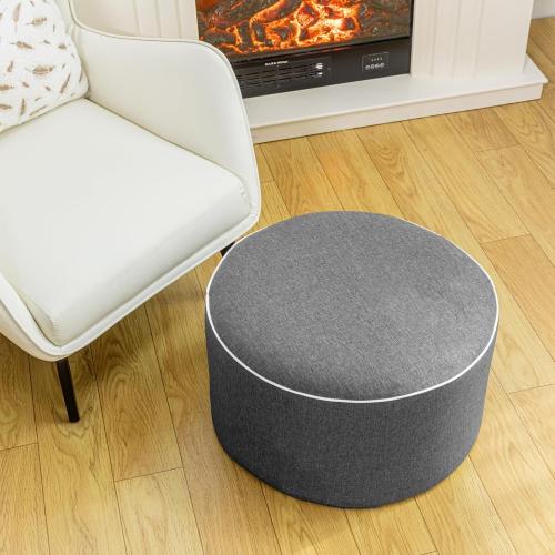 Outdoor Ottomans for Patio 20x12 Inches Modern Lightweight Foam Stuffed Pouf Outdoor Footstool Footrest Foot Stool Waterproof (Dark Gray)