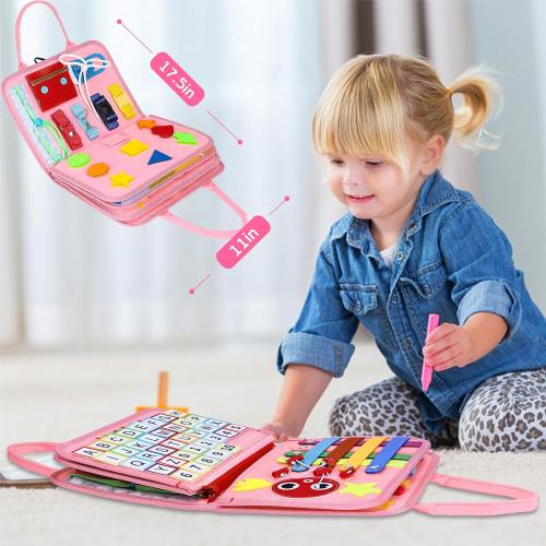 Esjay Toddler Busy Board Montessori Toys for Girls, Sensory Book Educational Activities for Learning Fine Motor Skills, Birthday Gifts for Girls Toddlers, Travel Toys for Airplane Car, Fairy Horse