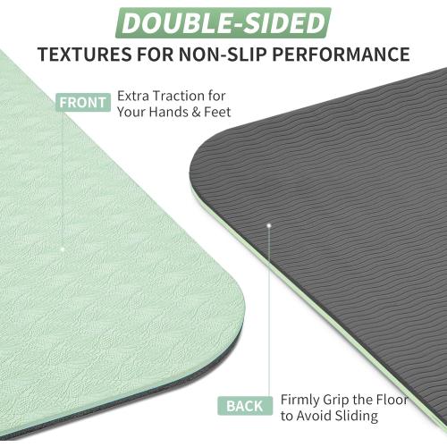 CAMBIVO Yoga Mat for Women Men Kids, 1/3 & 1/4 & 2/5 Inch Extra Thick Yoga Mat Non Slip, 72 x 24 TPE Yoga Mats, Workout Mat with Carrying Strap for Yoga, Pilates and Floor Exercises