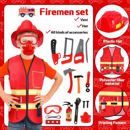 Deekin 5 Sets Kids Dress up Costumes, Toddler Dress up Clothes for Boys Girls, Community Helpers Construction Worker Police Firefighter Doctor Surgeon Pretend Outfits for Ages 3–7