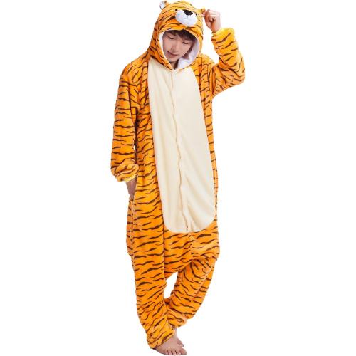 JJEUWE Adult Tiger Suit Pajamas Kigurumi Hoodie Jumpsuit Playsuit Large