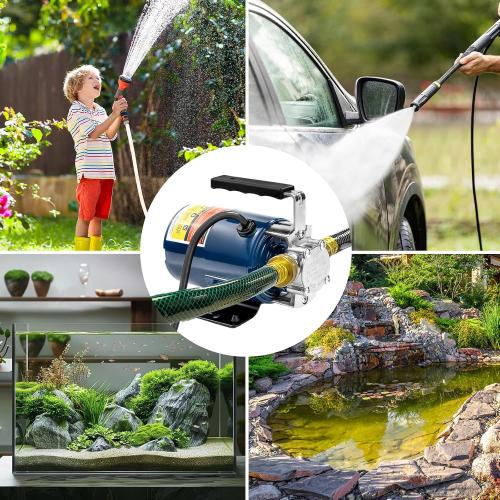Portable Electric Water Transfer Pump, 115V 1/10HP 330GPH Garden Pump with On/Off Switch Suction Hose Kit for Low Suction Pumping from Garden Pool Aquarium Hot Tub Rain Barrel Water Bed