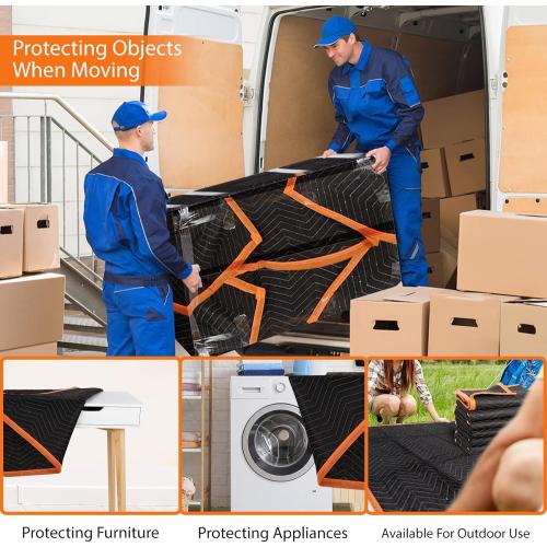 Pack  of 4  Moving Blankets 4 Pack, Heavy Duty Packing Furniture Blankets Moving Pads for Protecting Furniture Moves & Storage