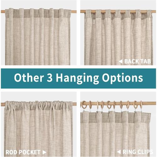 BGment Linen Curtains 63 Inch Length 2 Panels, Rod Pocket and Back Tab Light Filtering Textured Window Drapes for Bedroom Living Room Bathroom, 42 Inch Wide Each Panel